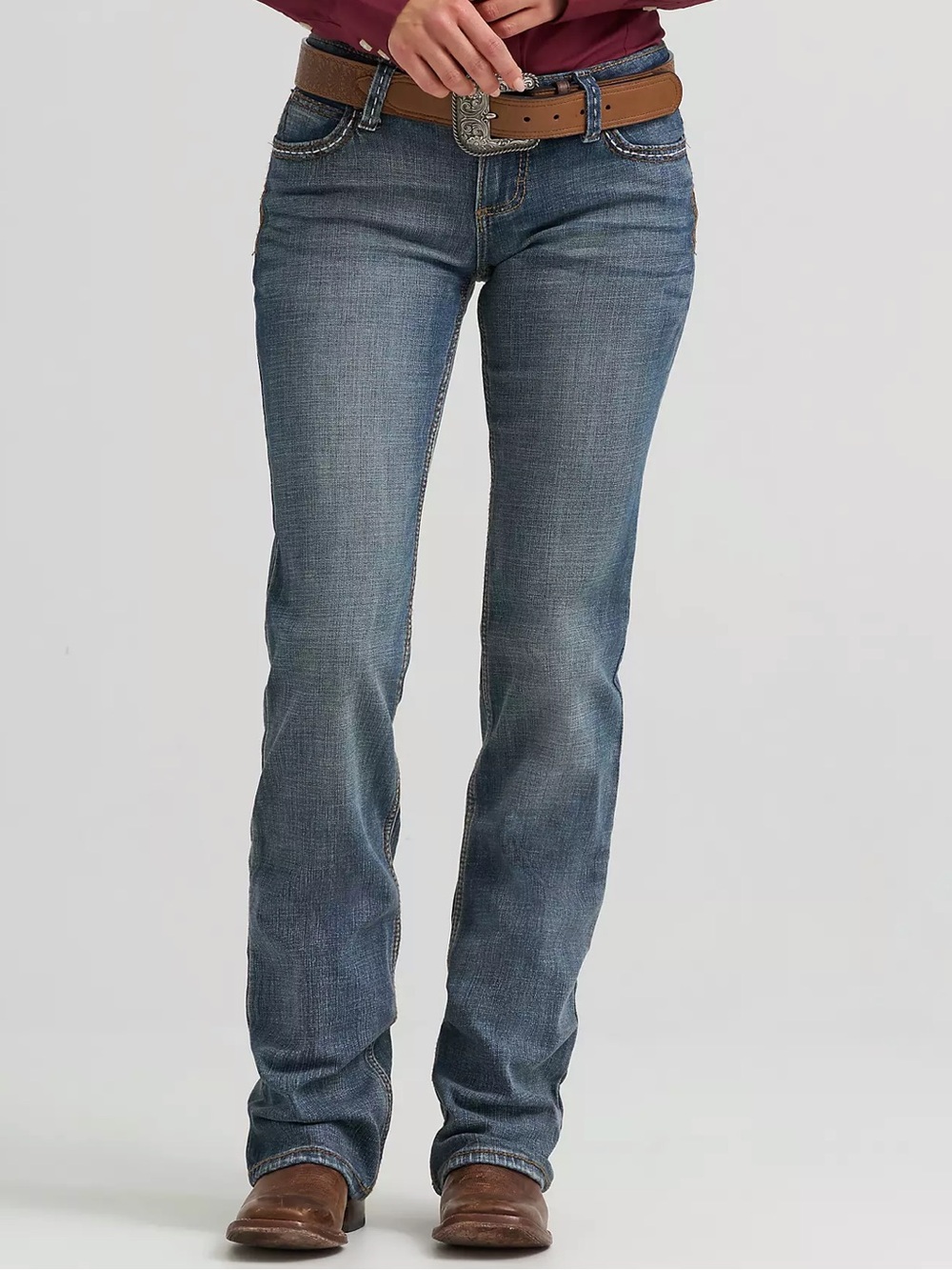 Women’s Boot Cut Jeans in Medium Blue Wash - Classic Western Style